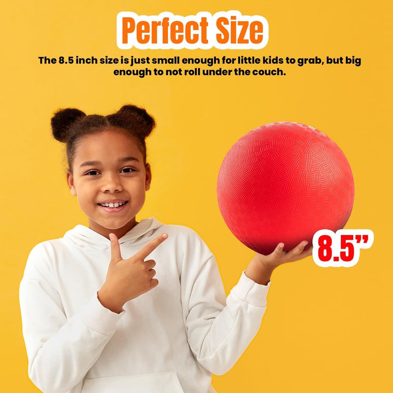 New Bounce Playground Balls for Kids - Set of 4 Rubber Bouncing Balls Plus Pump & 2 pins - Regulation Size for Dodgeball and More - Durable, Inflatable 8.5"" Game Kickballs - Image 5